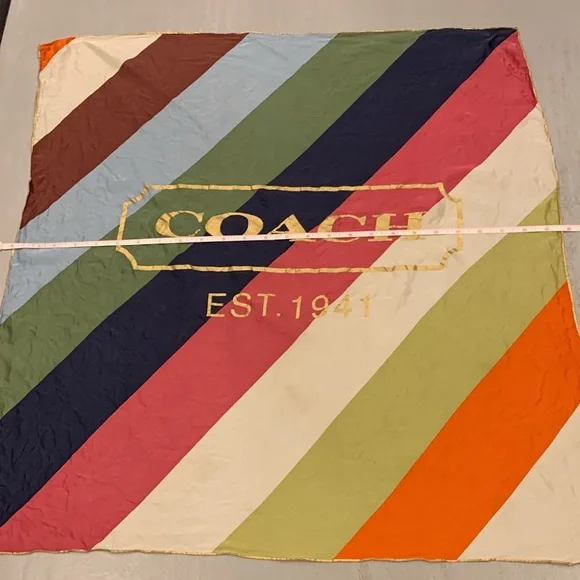 Coach gold foil logo silk scarf 🧡💚🩷💙🤎 - Picture 6 of 6